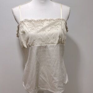 Vintage New York & Company Womens Cream Lace Strappy Tank Y2K Size Large